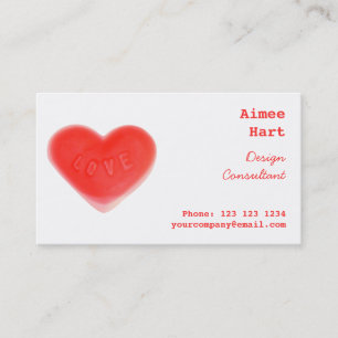 Coeur doux carte de visite côté rouge dos
