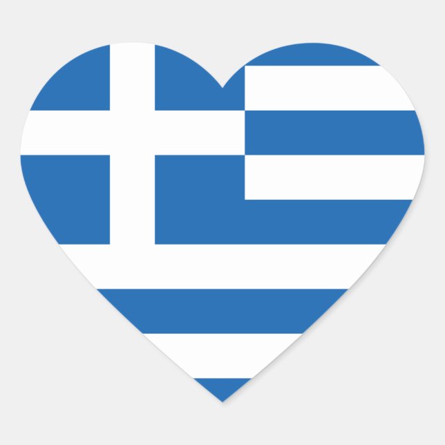 Cœur Drapeau de Grèce Sticker (Coeur) (Devant)
