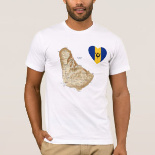Coeur du drapeau de la Barbade + T-shirt