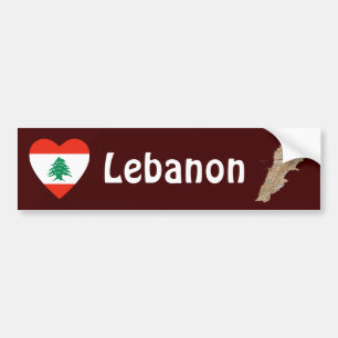 Coeur du drapeau libanais + Sticker du pare-chocs