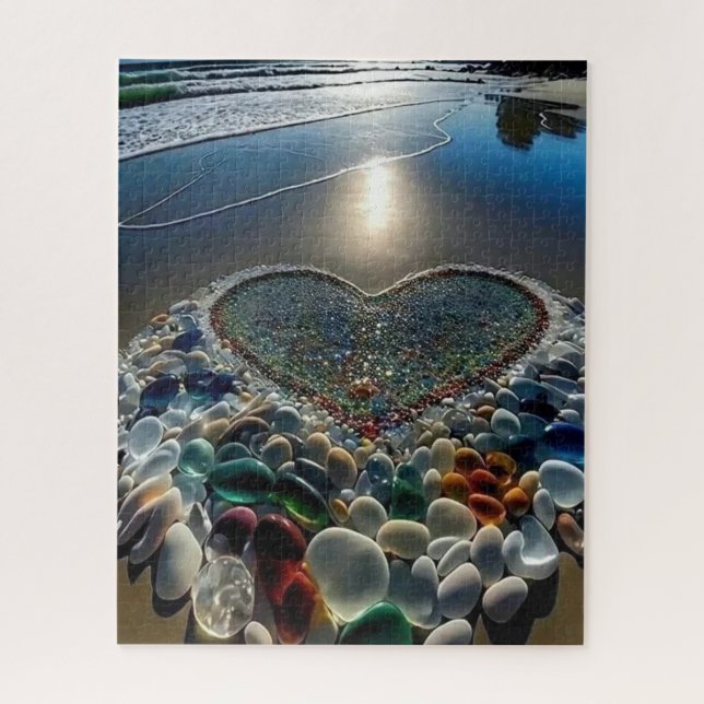 Coeur du rivage : Puzzle de verre marin (Vertical)