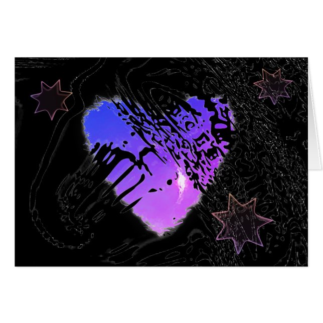 Coeur éclipsé et étoiles pour Valentine / Amour (Devant horizontal)