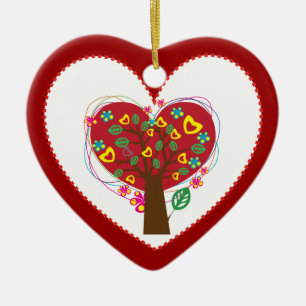 Cœur En Céramique Coeur amour arbre Saint Valentin ornement personna