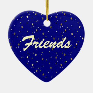 Cœur En Céramique D'amis ornement d'or bleu de coeur d'étoiles pour