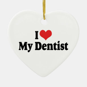 Cœur En Céramique J'Aime Mon Ornement Dentiste
