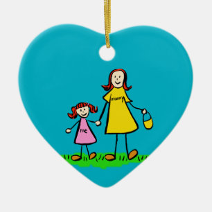 Cœur En Céramique Mère et fille Personnalisé Art de famille Ornement