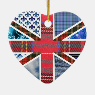 Cœur En Céramique Ornement britannique de motif de tissu de tartan