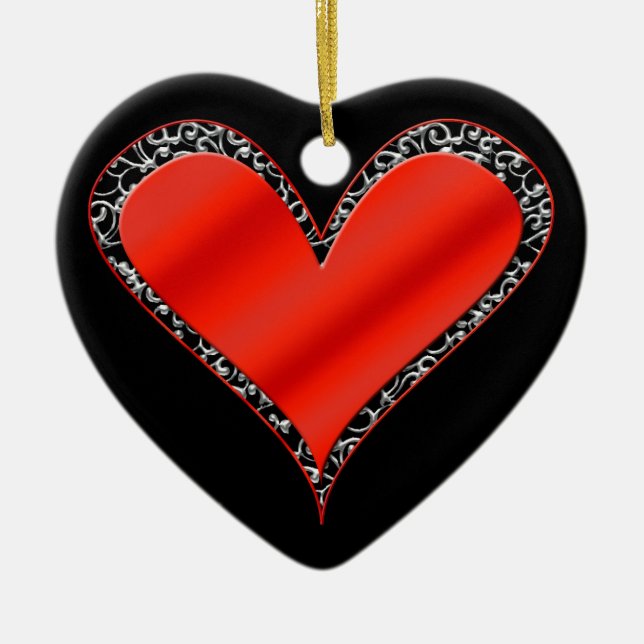 Cœur En Céramique Ornement cardiaque de la Saint-Valentin (Devant)