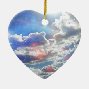 Cœur En Céramique Ornement céleste de nuages