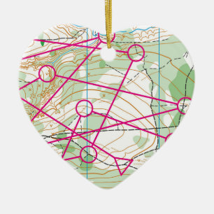 Cœur En Céramique Ornement de coeur - cours de course d'orientation