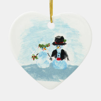 Cœur En Céramique Ornement de couples de neige