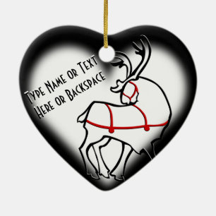 Cœur En Céramique Ornement de rennes de Noël Personnaliser la décora