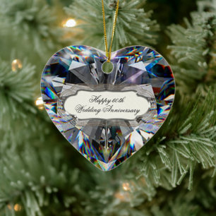 Cœur En Céramique Ornement du 60e anniversaire du Mariage du Diamond
