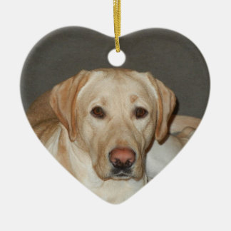 Cœur En Céramique Ornement jaune de Noël de labrador retriever