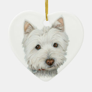 Cœur En Céramique Ornement mignon de coeur de chien de Westie