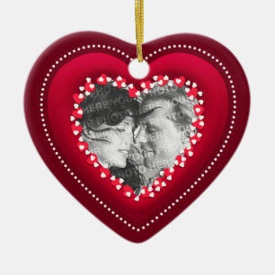 Cœur En Céramique Ornement personnalisé par photo rouge de coeur