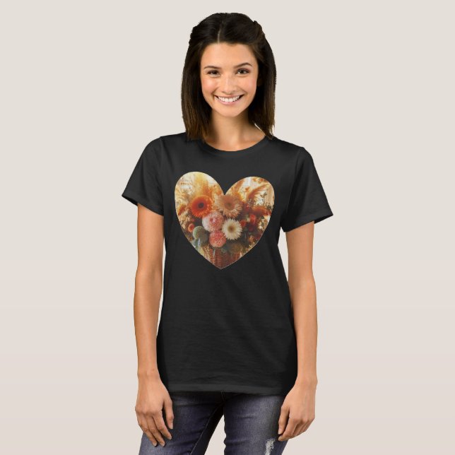 Coeur en floraison Pas de T-shirt texte (Devant entier)