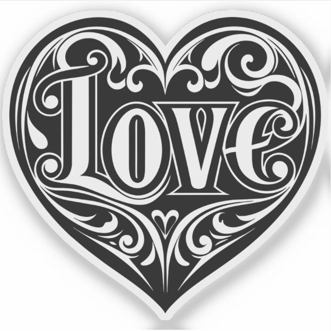 Coeur en forme d'amour sticker vinyle (Devant)