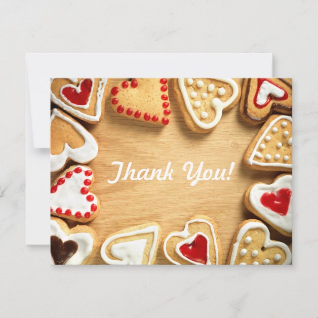 Coeur en forme de biscuits sur Carte de remercieme (Devant)