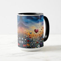 Coeur enchanté et Mug Fleur sauvage