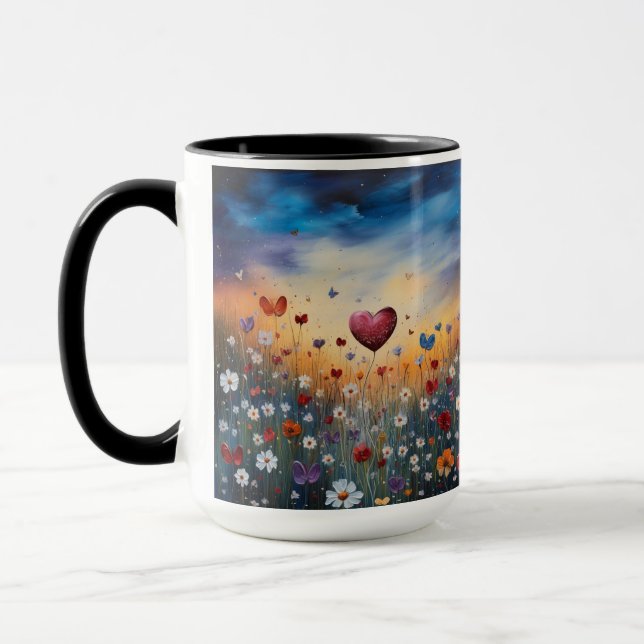 Coeur enchanté et Mug Fleur sauvage (Gauche)