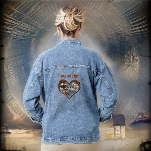 Coeur et engrenages Steampunk avec nom de monogram
