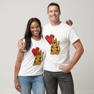 Coeur et T-shirts et cadeaux rayés de chat
