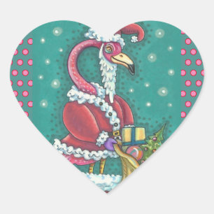 CŒUR FLAMANT ROSE ROSE CHAUD SANTA CLAUS, STICKER DE NO