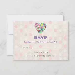 Coeur floral d'été en rose et vert mariage RSVP
