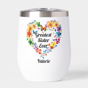 Coeur floral "Plus grande soeur jamais" avec poème