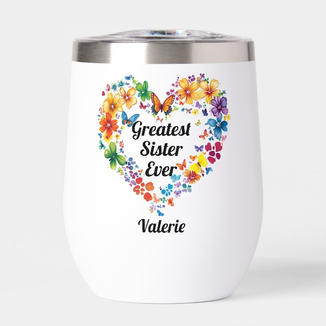 Coeur floral "Plus grande soeur jamais" avec poème (Avant)