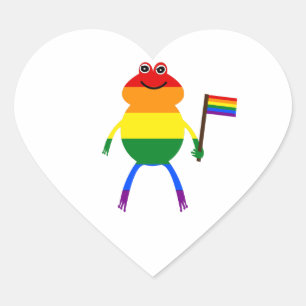 Cœur Gay Frog LGBT Pride Rainbow Classic Round Sticker