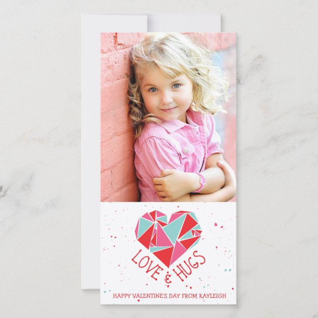 Coeur géométrique Carte photo de la Saint-Valentin (Devant)