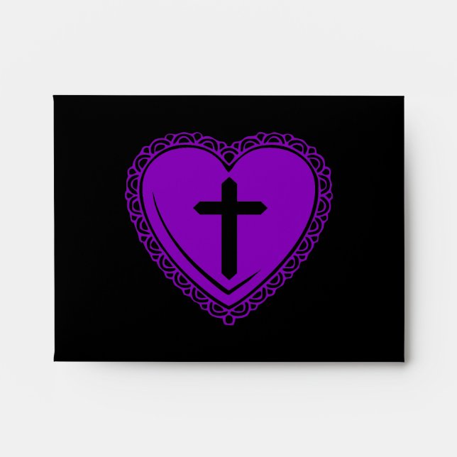 Cœur gothique + Enveloppes croisées (Noir + Violet (Devant)