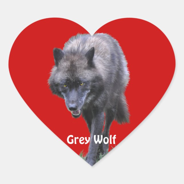 Cœur GRAY WOLF Wildlife Heart Sticker Collection (Devant)