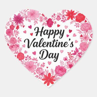 Cœur Happy Valentine’s Day Classic Round Heart Sticker 