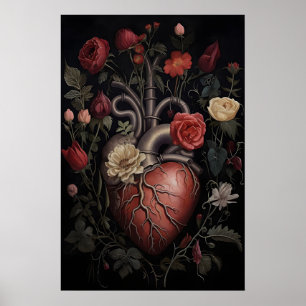 Cœur Humain Avec Impression De Fleurs, Cœur De La 