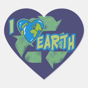 Cœur I Love Earth Recycle Sticker