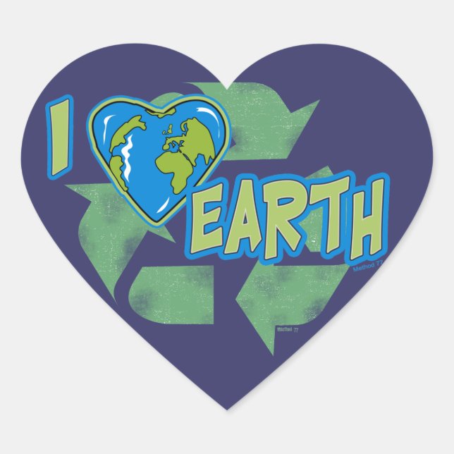 Cœur I Love Earth Recycle Sticker (Devant)