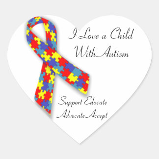Cœur J'aime un enfant avec Sticker Autism