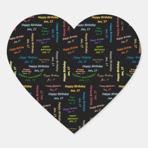 Cœur Janvier, 17 Anniversaire Sticker