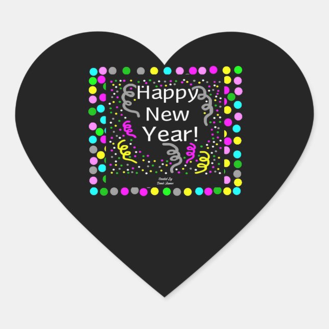 Cœur Joyeux Sticker Coeur de voeux du Nouvel An (Devant)