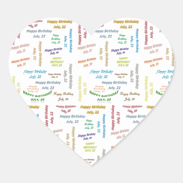 Cœur Juillet, 22 Anniversaire Sticker (Devant)