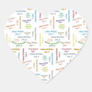 Cœur Juillet 6 Anniversaire Sticker