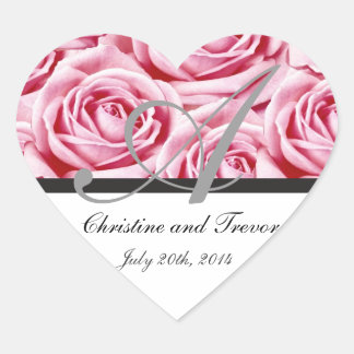 Cœur LETTRE MONOGRAPHIQUE A Sticker Roses Roses Roses R