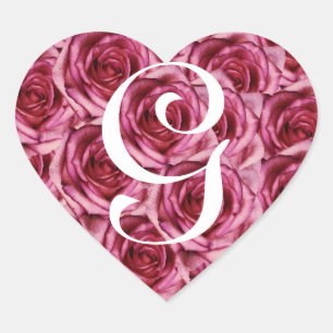 Cœur LETTRE MONOGRAPHIQUE G Sticker Roses Roses Roses R