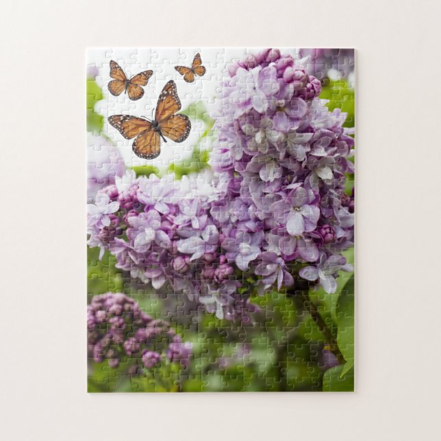 Coeur Lilac et papillons Puzzle (Vertical)