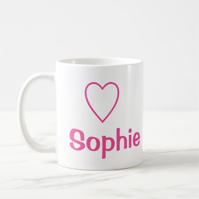Coeur Love Sophie (Nom) Mug rose (Gauche)