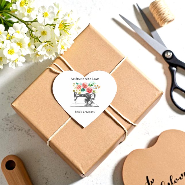 Cœur Machine à coudre Sticker de fabricant noir blanc (Créateur téléchargé)