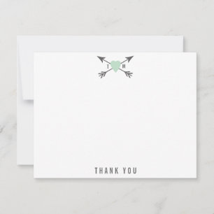 Coeur mariage + Flèches Merci Cartes de notes
